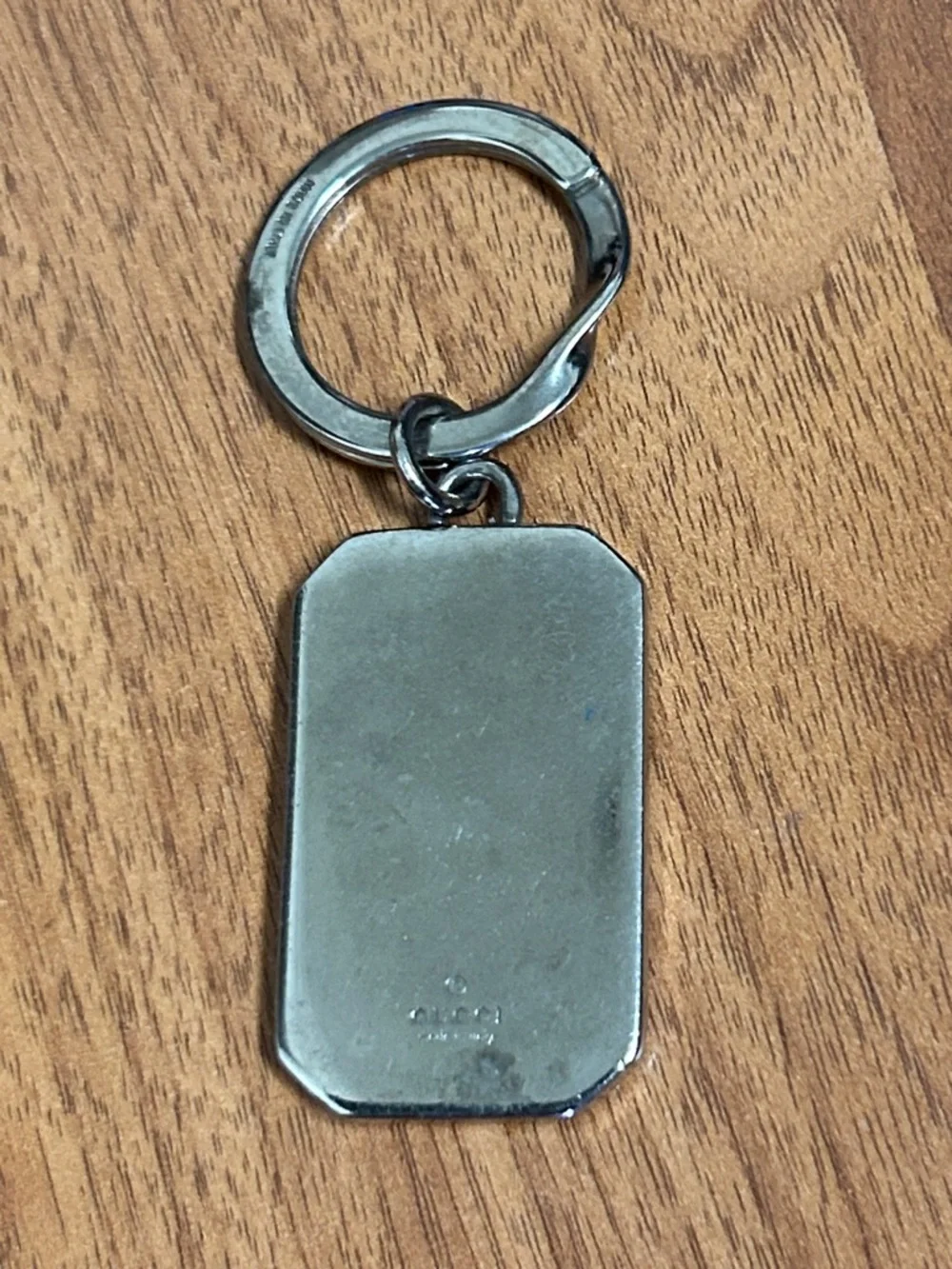 Gucci Black Leather and Gold-Tone Metal Keyring